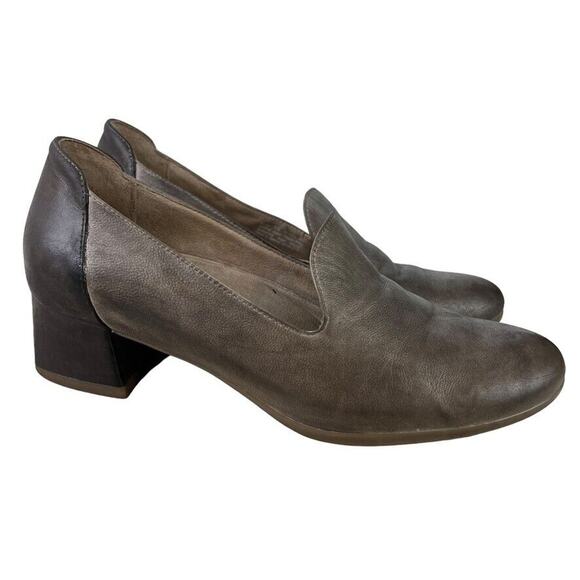 Dansko Preston Womens Gray Leather Block Heels Pumps Slip On Shoes sz 39 8.5 /9 - Picture 1 of 16